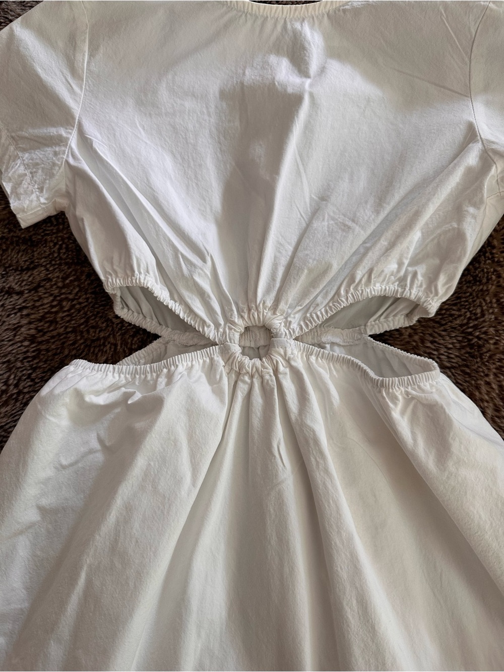 Girls White Cutout Cotton Dress